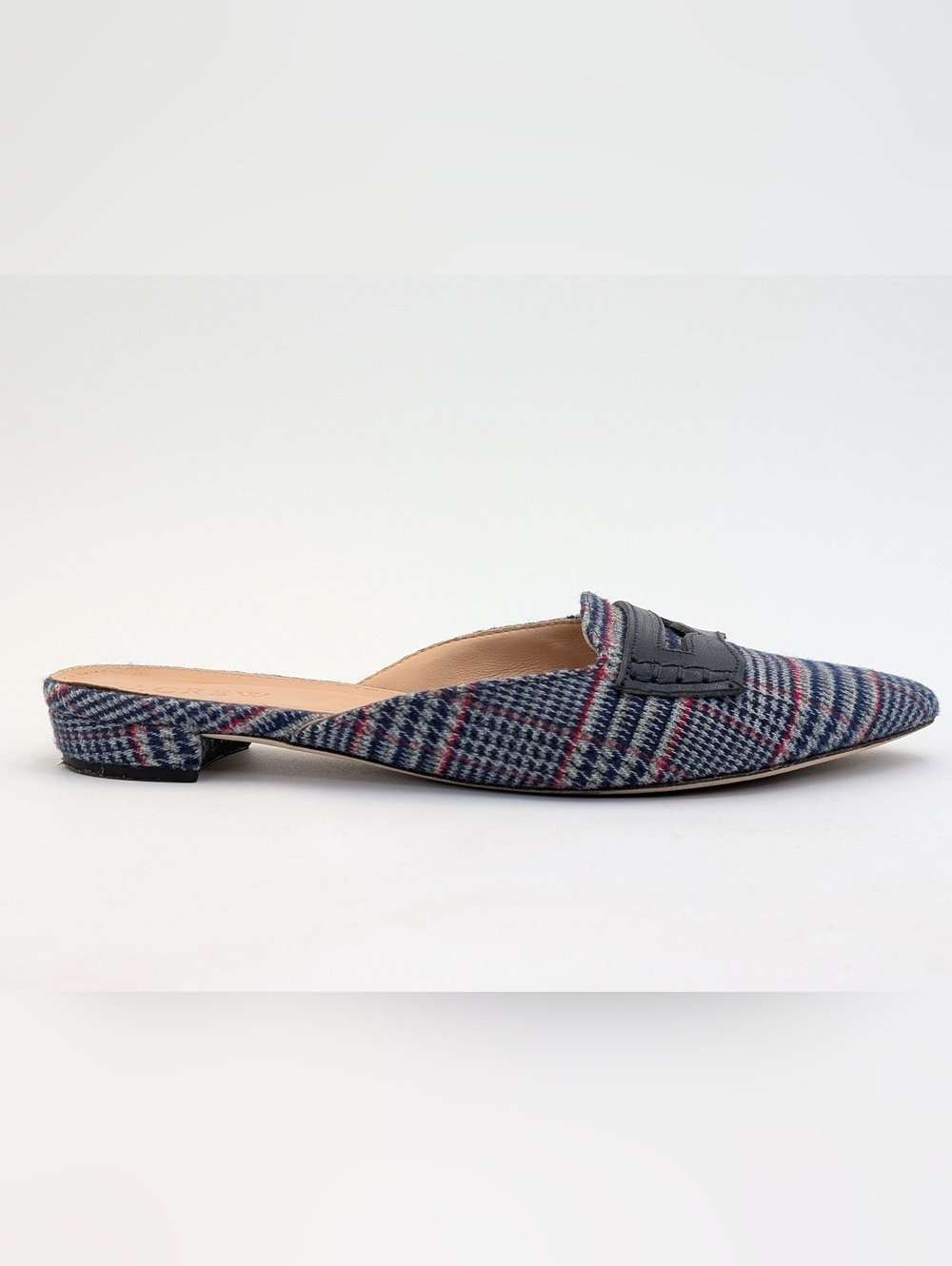 J.CREW Tweed Plaid Penny Loafer Women Sz 5 Blue|Red|White Elongated Pointed Toe - Picture 3 of 17